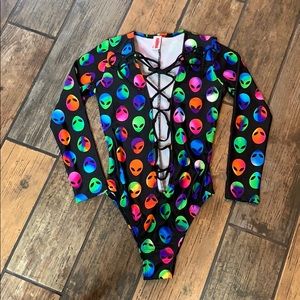 Dolls Kill Alien Lace-Up Bodysuit